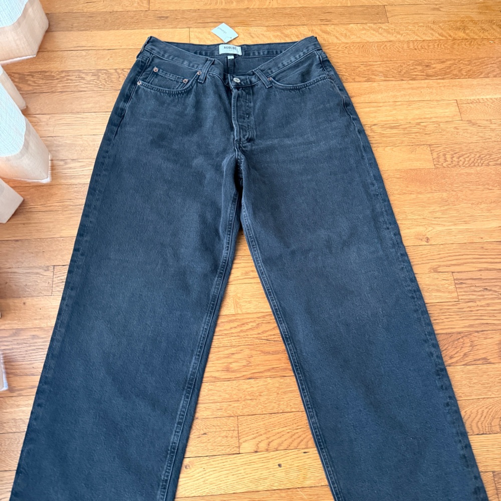 Agolde Dark Gray V-Waist Baggy Relaxed Jeans - Picture 3 of 7